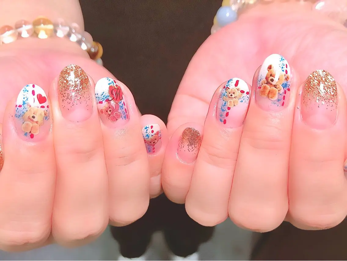 ネイル アートネイル 長さ出し ジェルネイル ミディアムネイル en. NATSUKOのネイルデザイン