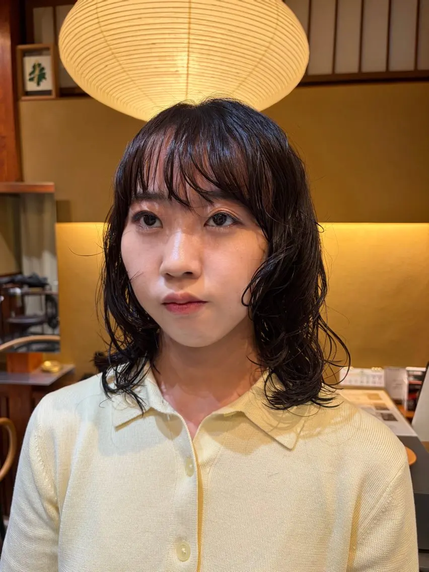ミディアム カット パーマ ゆるふわガーリーst yle🩰yuukaのヘアスタイル