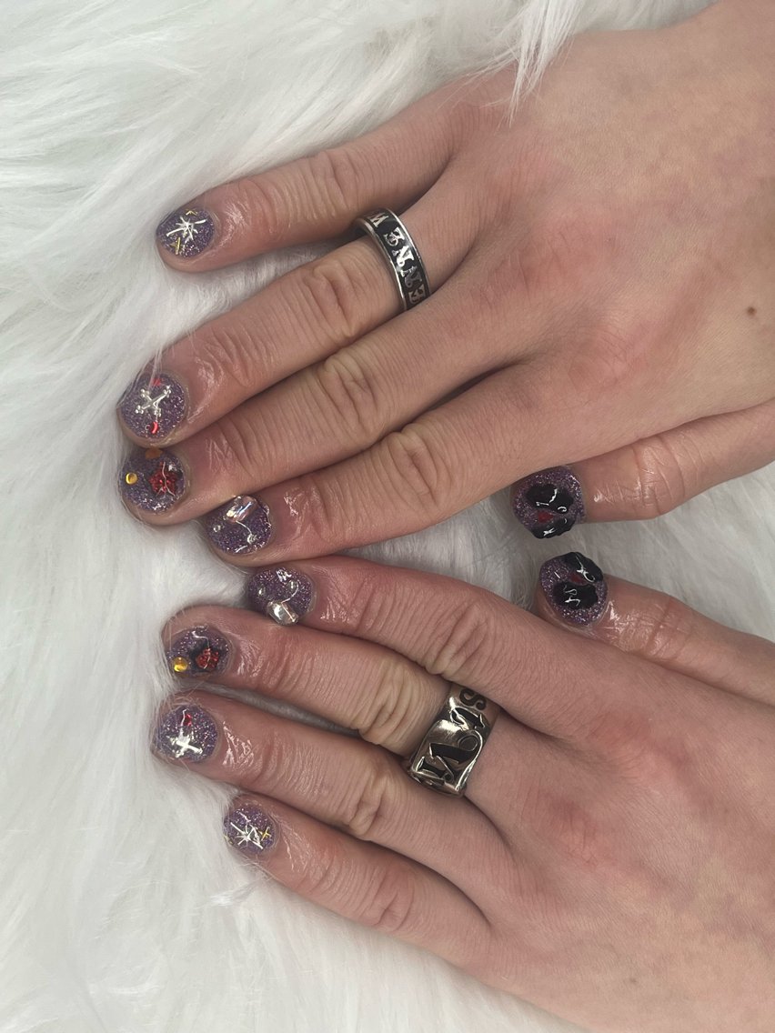 ネイル ハロウィン メンズネイル ハンドネイル 🖤ONIヶ島 NAIL🖤長さ出しのネイルデザイン