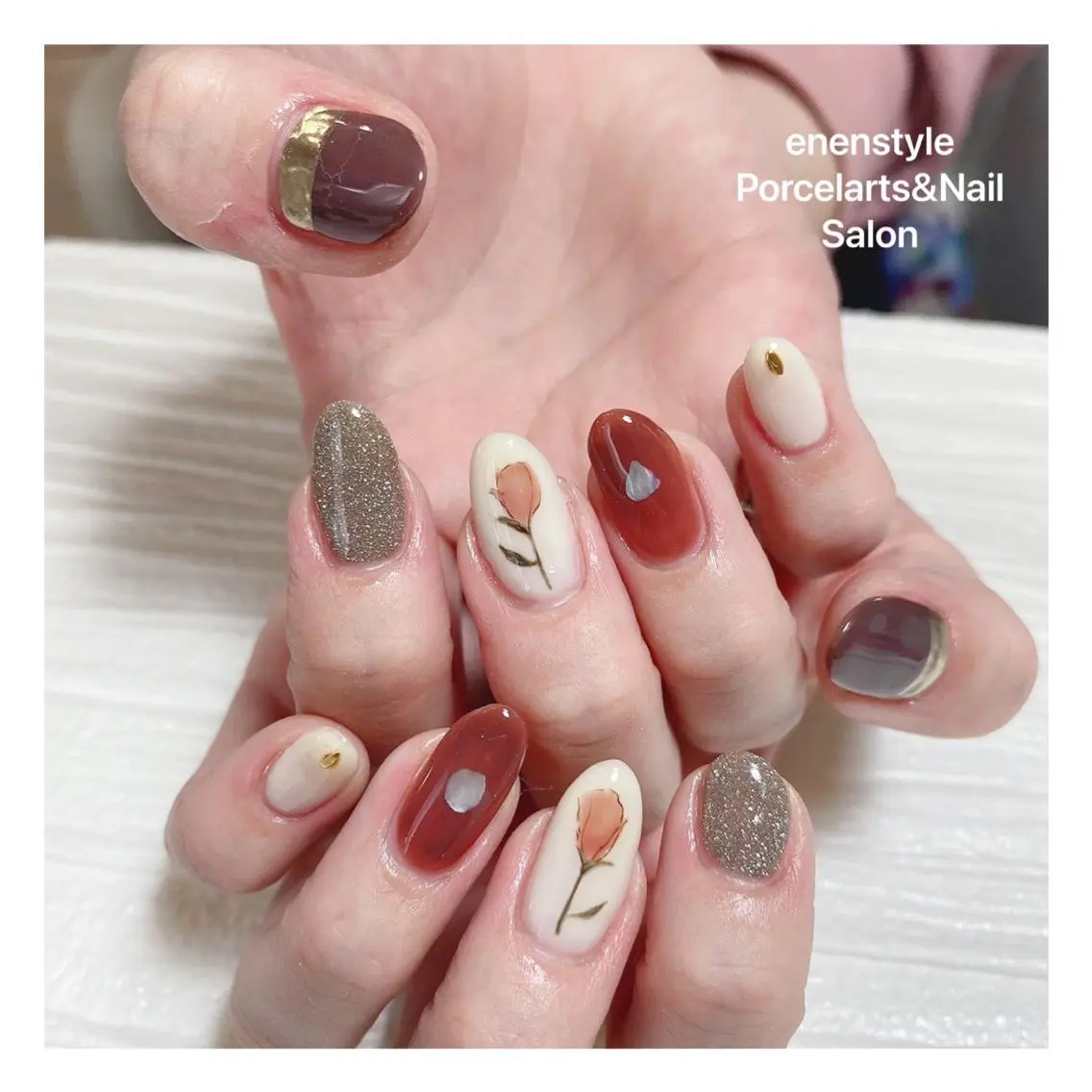 ミディアム ネイル 🐾enen style 🐾のネイルデザイン