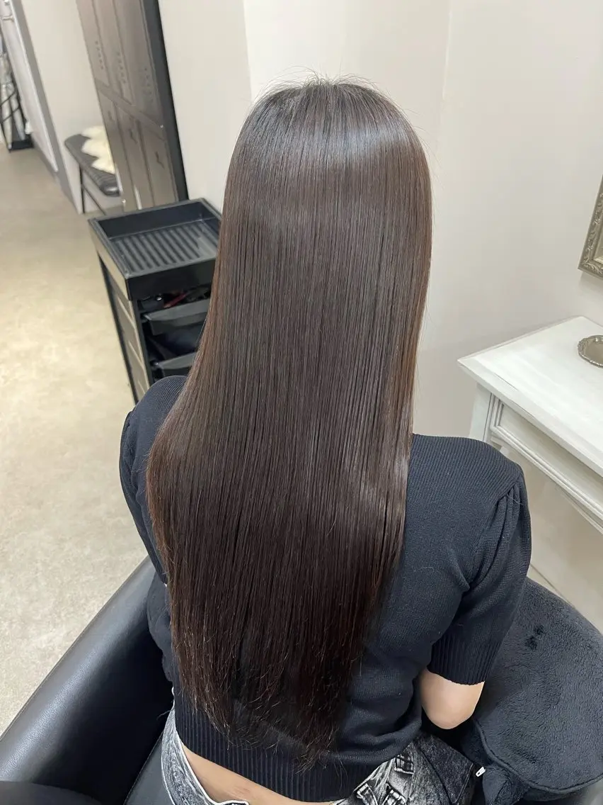 ロング 髪質改善 レイヤーカット トリートメント カット 縮毛矯正 トリートメント 縮毛矯正/艶髪/透明 感カラー/NENEのヘアスタイル