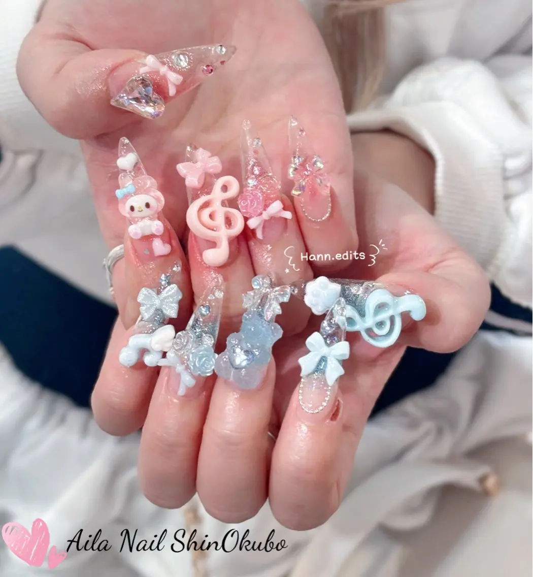 セミロング 韓国風ヘア ハンドネイル Aila Nail ShinOkuboのネイルデザイン