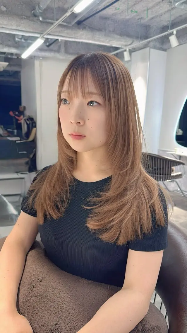 ミディアム カット ヘアカラー トリートメント 新宿/髪質改善/ レイヤー/サカキのヘアスタイル