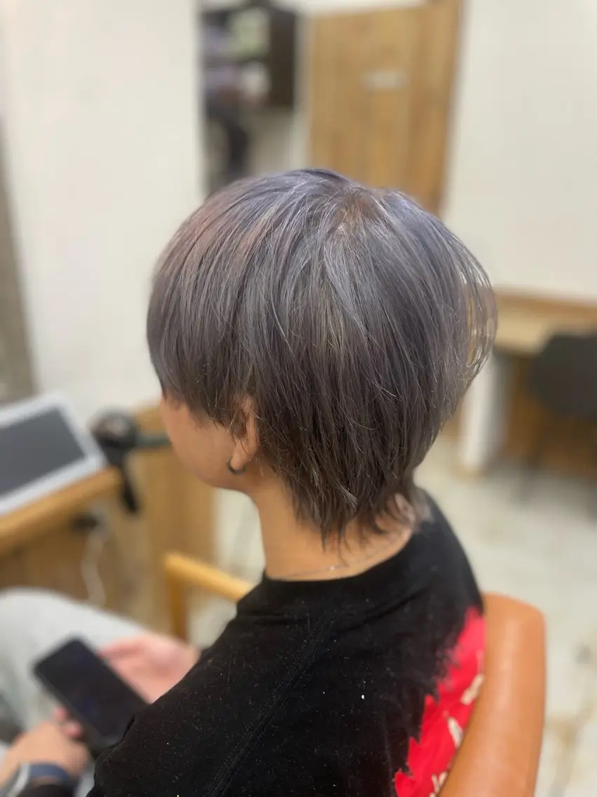 ショート カラー シルバー Wカラーレイヤーカ ット⚡️CHIAKIのヘアスタイル