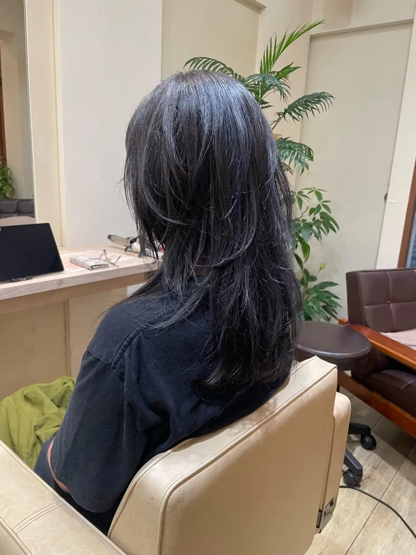 ロング カラー ブルーカラー ハイライトカラー シルバー ハイライト ヘアカラー 髪質改善/Bloss om🌷高橋沙衣のヘアスタイル