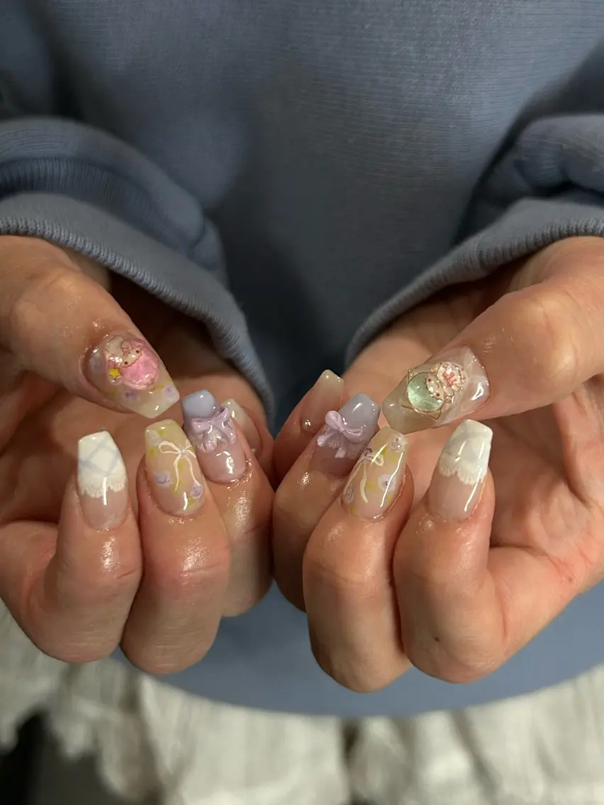 ネイル ガーリー 韓国ネイル sakae yurinaのネイルデザイン