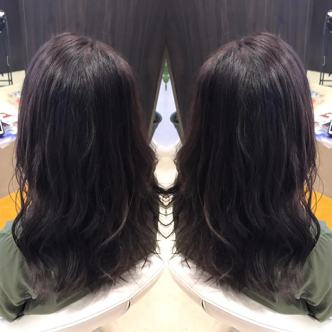 ミディアム カラー アッシュ ラベンダーカラー Oopsレイヤー 加藤澄都のヘアスタイル