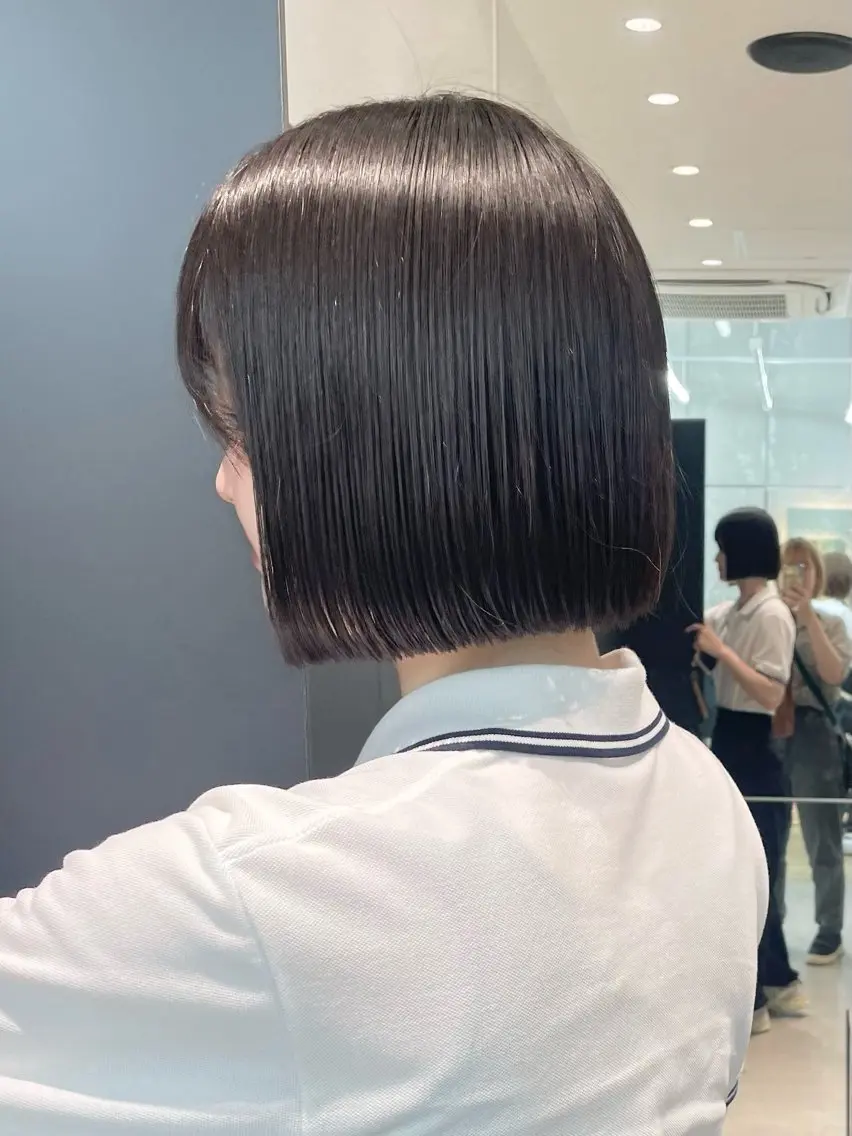 ショート カット ヘアカラー トリートメント オリーブベージュ/ボ ブレイヤーたまき🧡のヘアスタイル