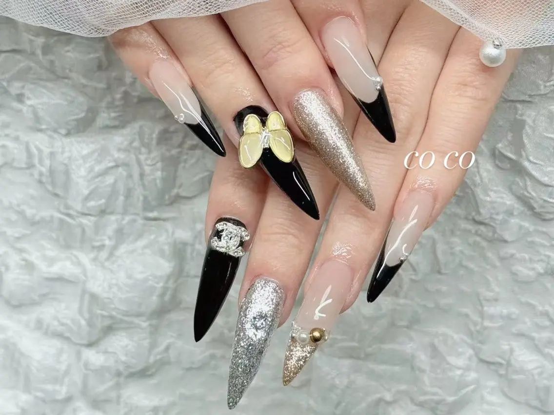 ネイル ゴールド ロングネイル シルバー COCO ネイルのネイルデザイン