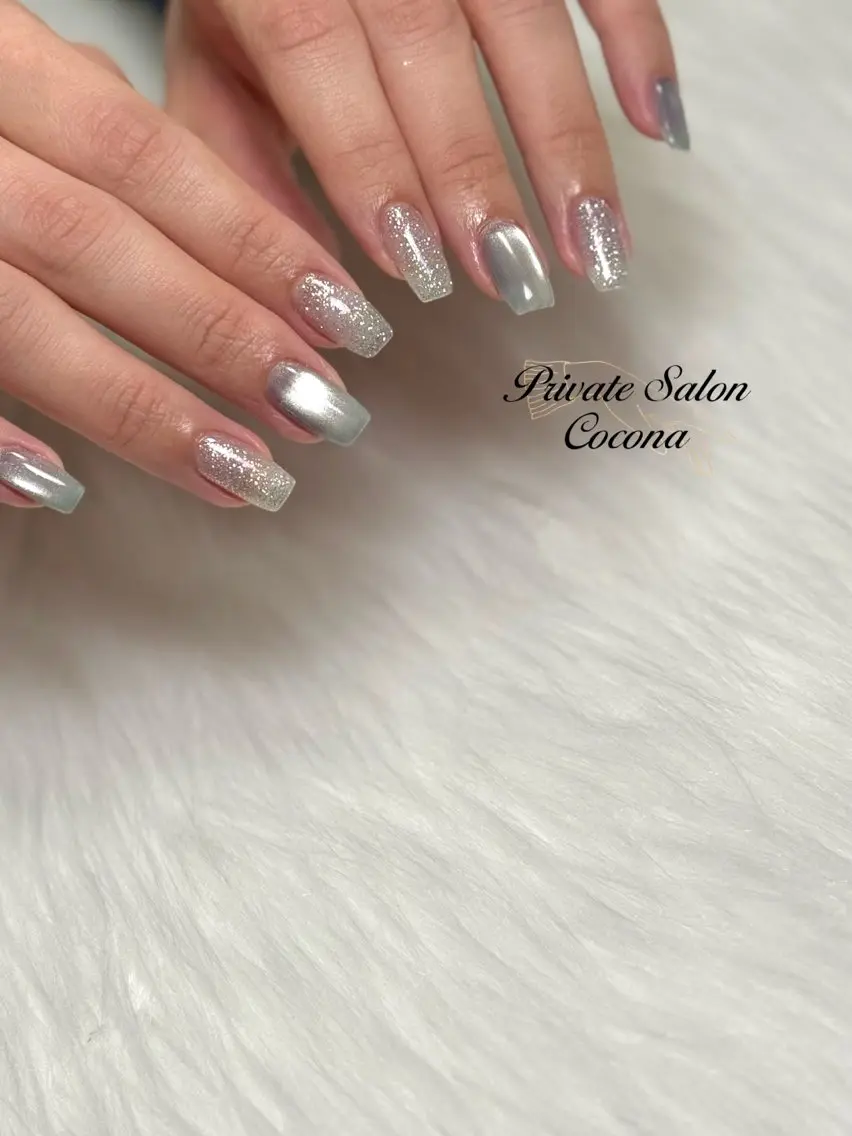 ネイル フラッシュネイル マグネットネイル マグネットワンカラー ワンカラーネイル プライベートサロン nailcoconaのネイルデザイン