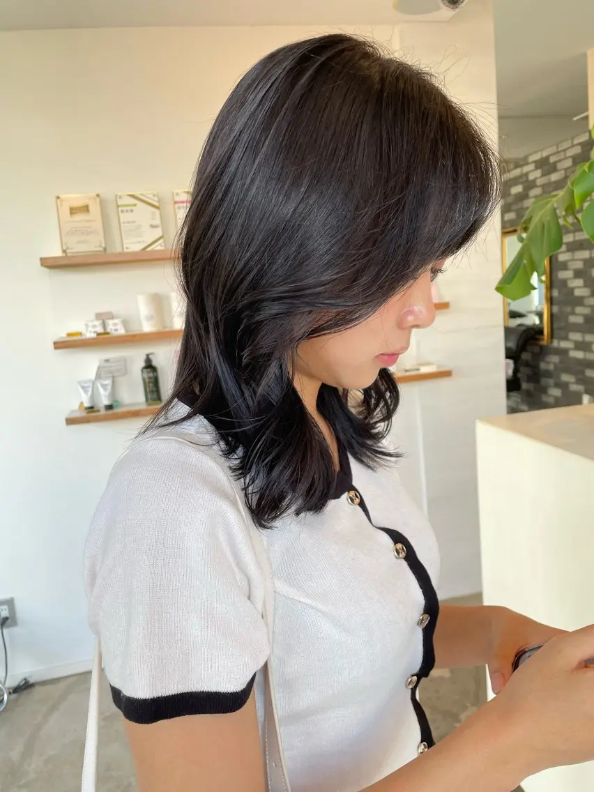 セミロング 韓国風ヘア レイヤーカット カット ヘッドスパ 藤村 翔充のヘアスタイル