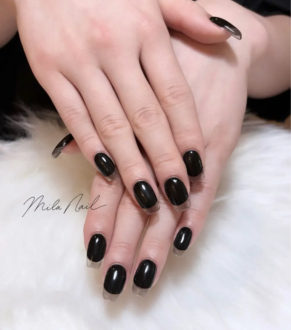 ネイル クリアネイル 長さ出し フレンチネイル ワンカラーネイル スカルプネイル Mila Nail🐈のネイルデザイン