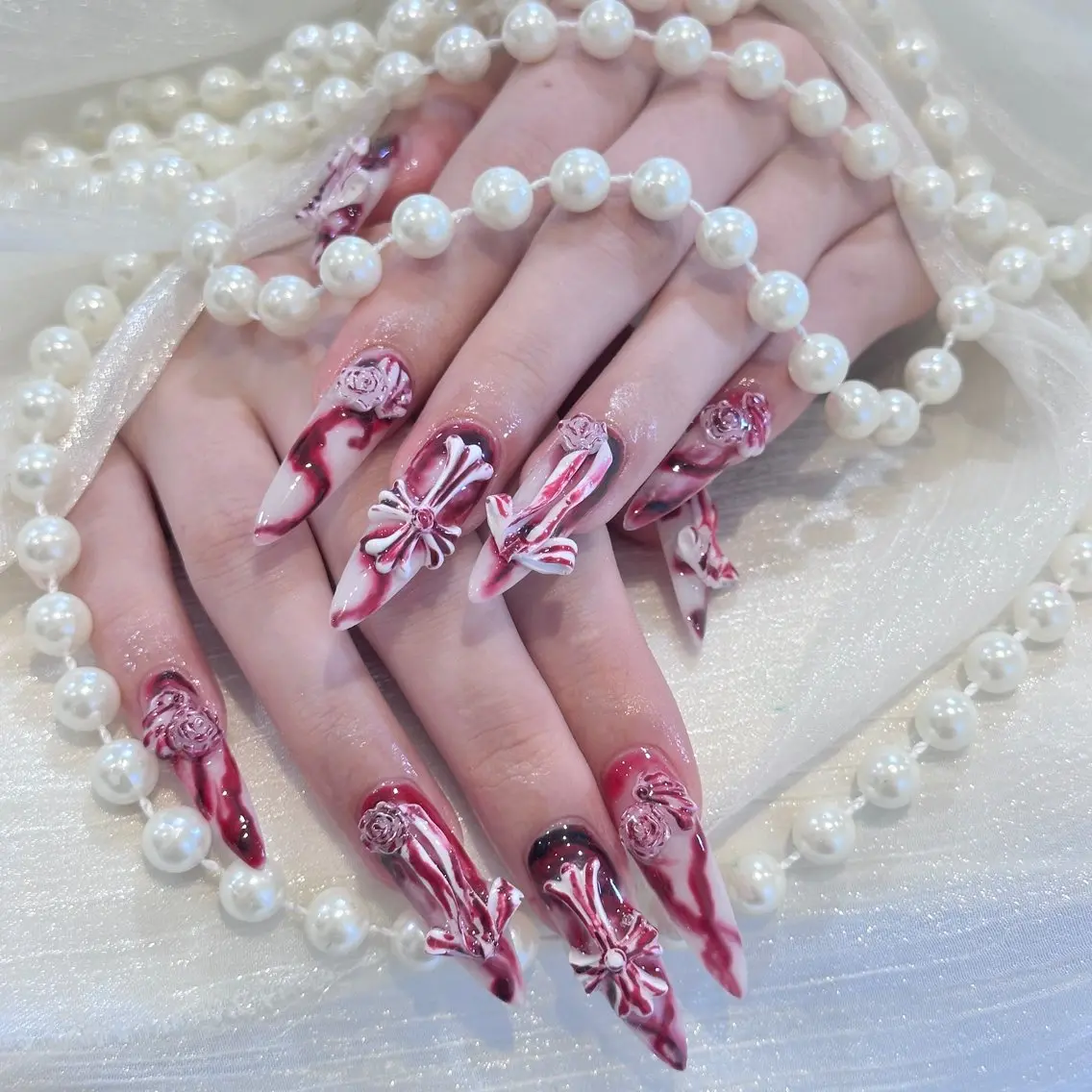 ネイル 韓国ネイル ロングネイル シンプルネイル スーパーロングネイル Luci Nail Shinokuboのネイルデザイン