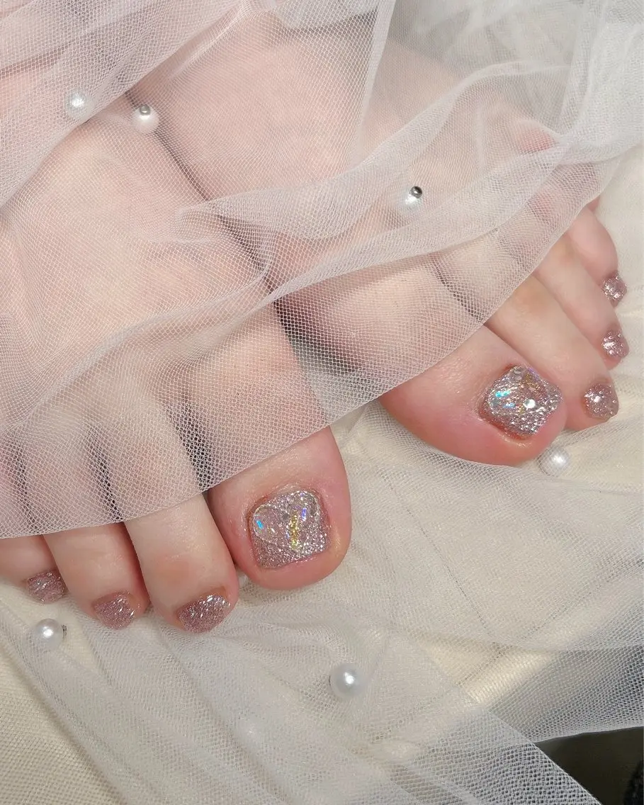 ネイル ハート 氷ネイル・うるうるネイル フットネイル ten nail salon かえでのネイルデザイン