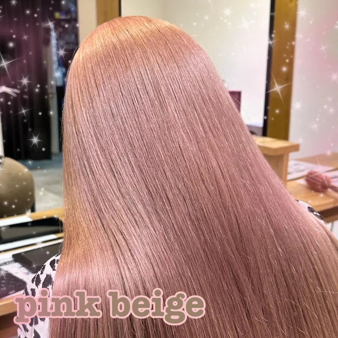 ロング カラー ベージュカラー ブリーチ ピンクカラー ピンクベージュ カット ヘアカラー 南上 野々佳のヘアスタイル