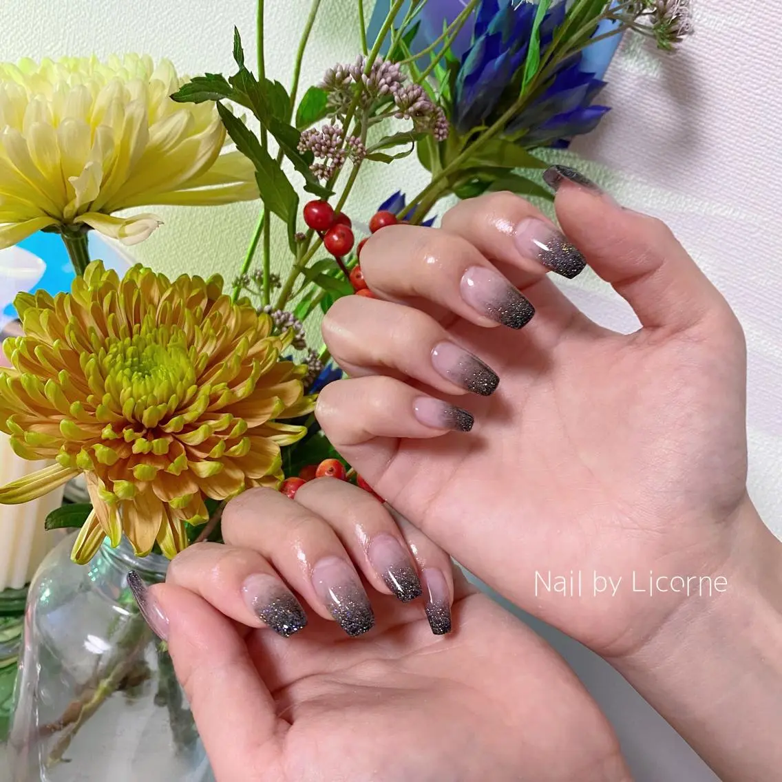ネイル アートネイル オーロラネイル フレンチネイル グラデーション 氷ネイル・うるうるネイル ハンドネイル Nail by Licorneのネイルデザイン