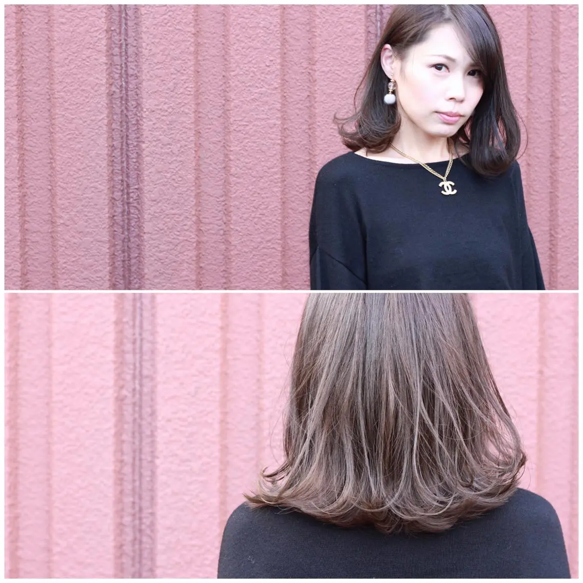 ミディアム カラー グレージュ 外ハネヘア Viage （ビアージュ）のヘアスタイル