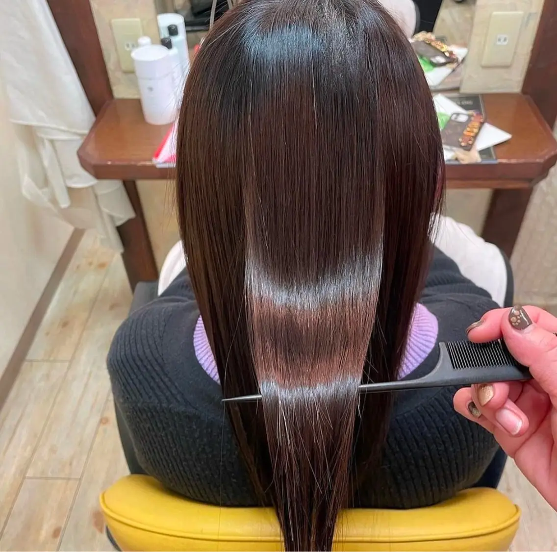ミディアム 髪質改善 トリートメント 縮毛矯正 トリートメント 渡辺 愛のヘアスタイル