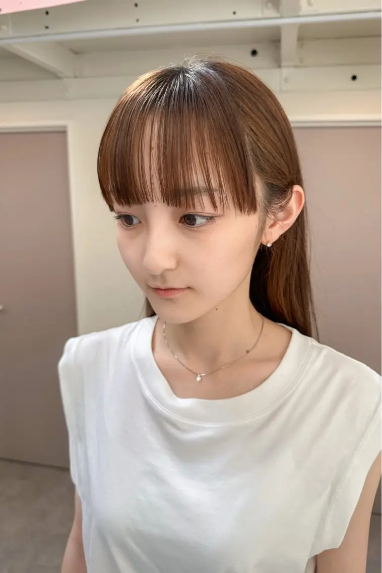 セミロング カラー kyon.hair 韓国カットカラーのヘアスタイル