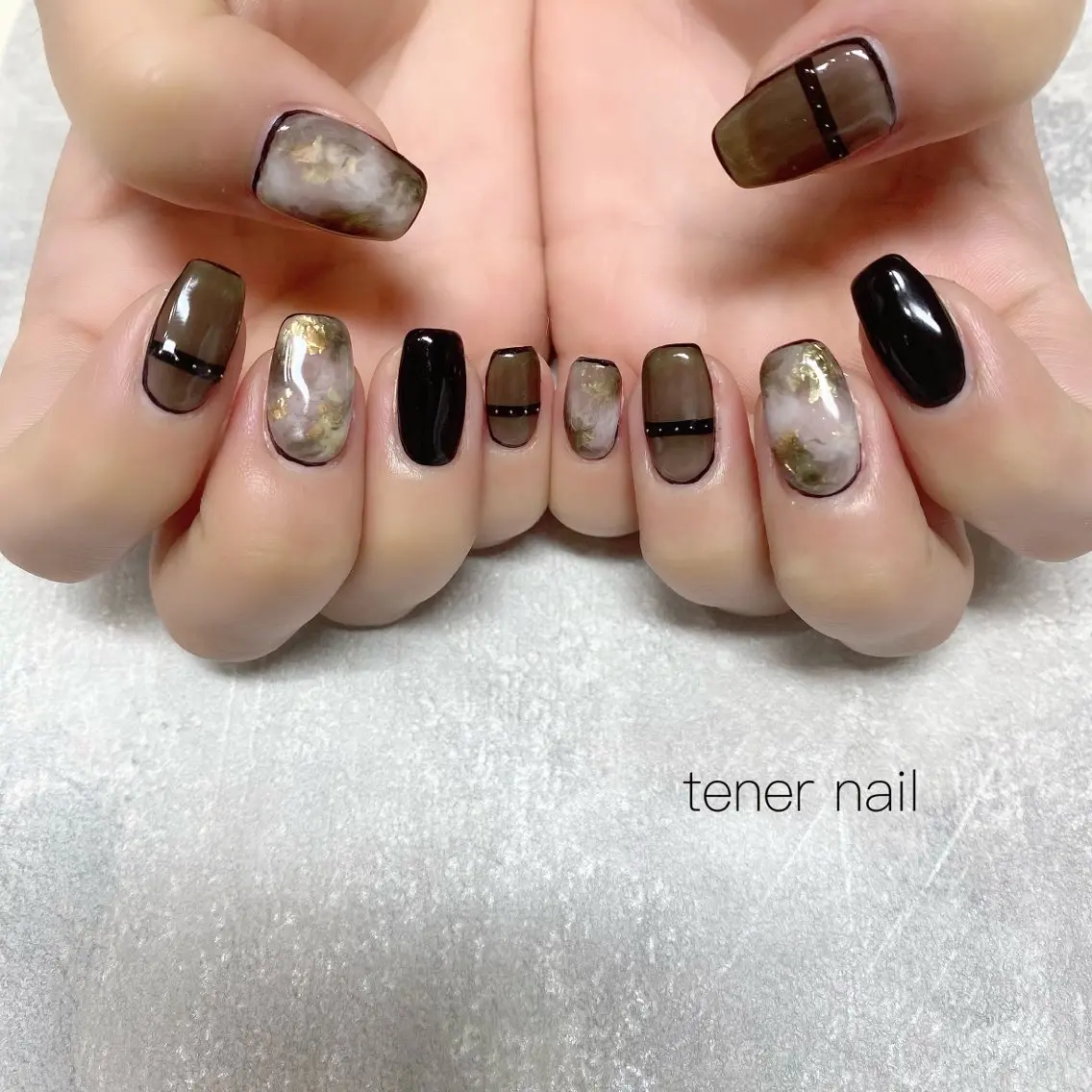 ネイル 大理石ネイル(マーブル) ハンドネイル テネルネイル tener nailのネイルデザイン