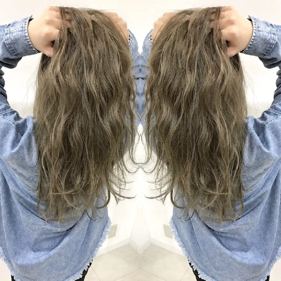 ロング カラー ブリーチ ハイトーンカラー 稲山 純平のヘアスタイル