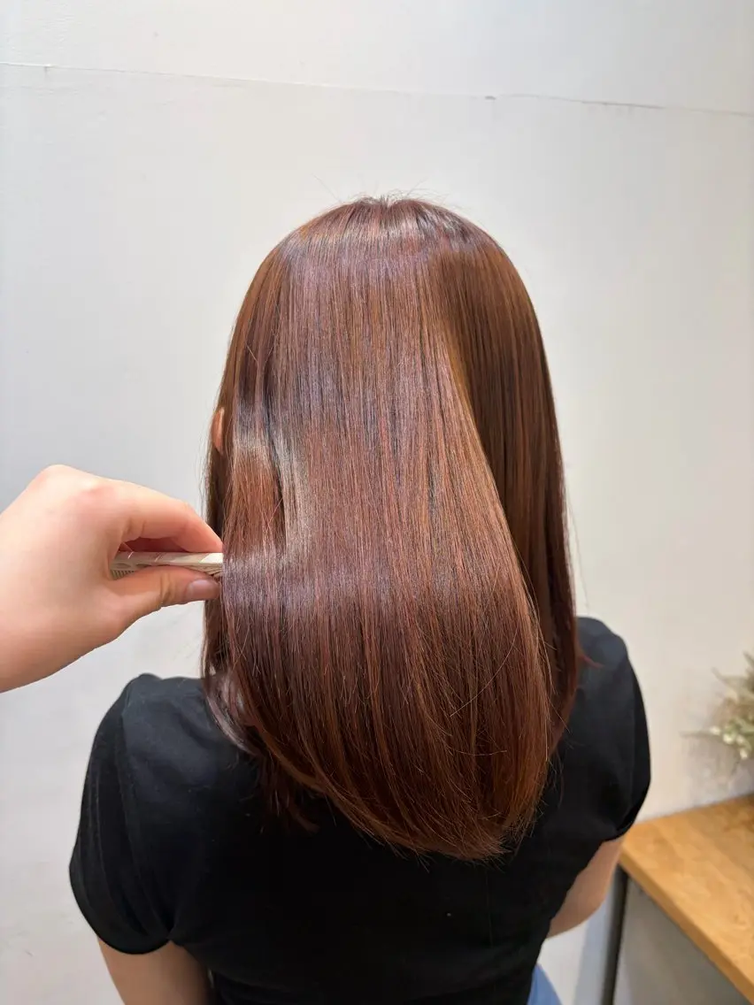 セミロング 縮毛矯正 縮毛矯正 増子 朋花のヘアスタイル