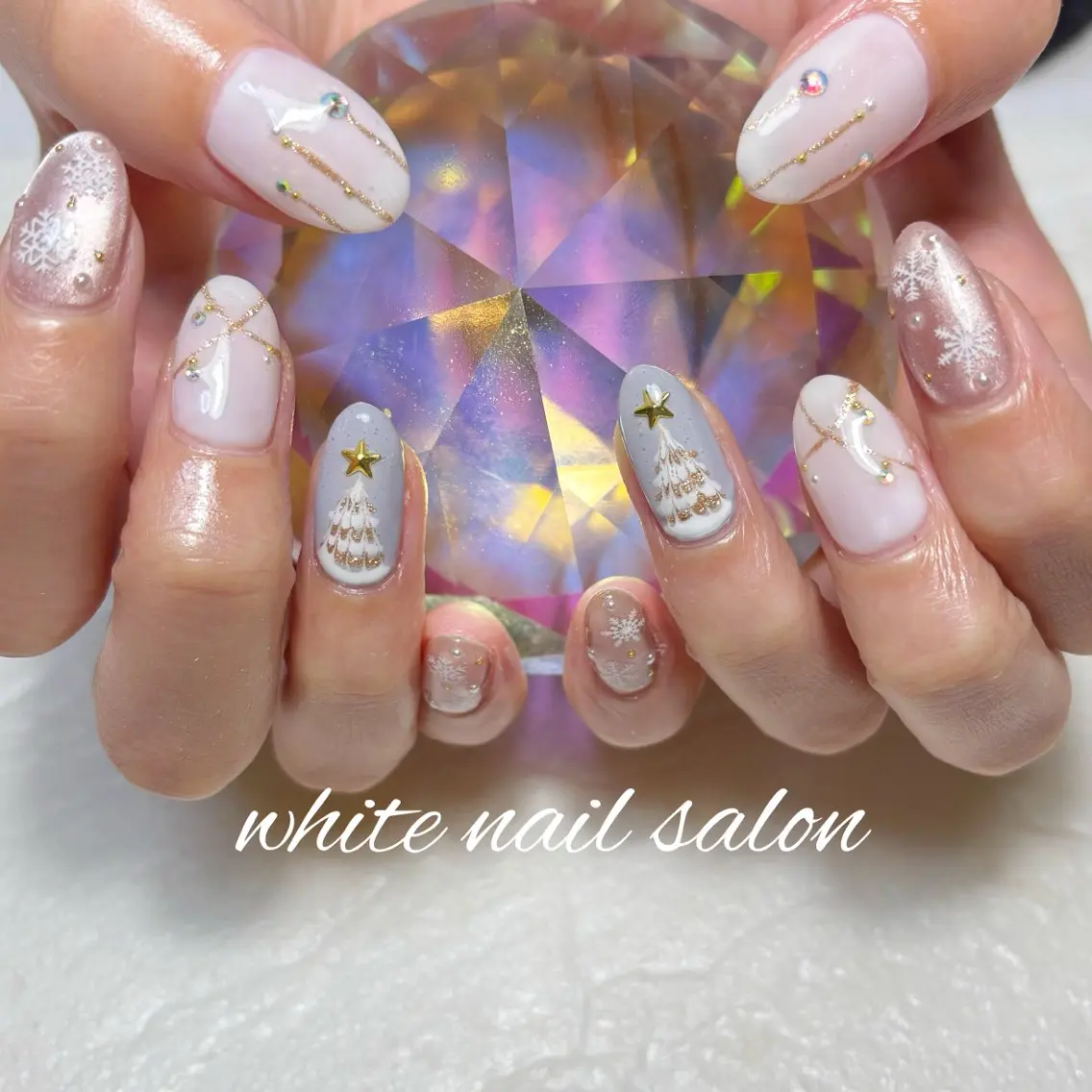 ネイル フットネイル ラメ(グリッター) ホワイト ハンドネイル white nail salonのネイルデザイン