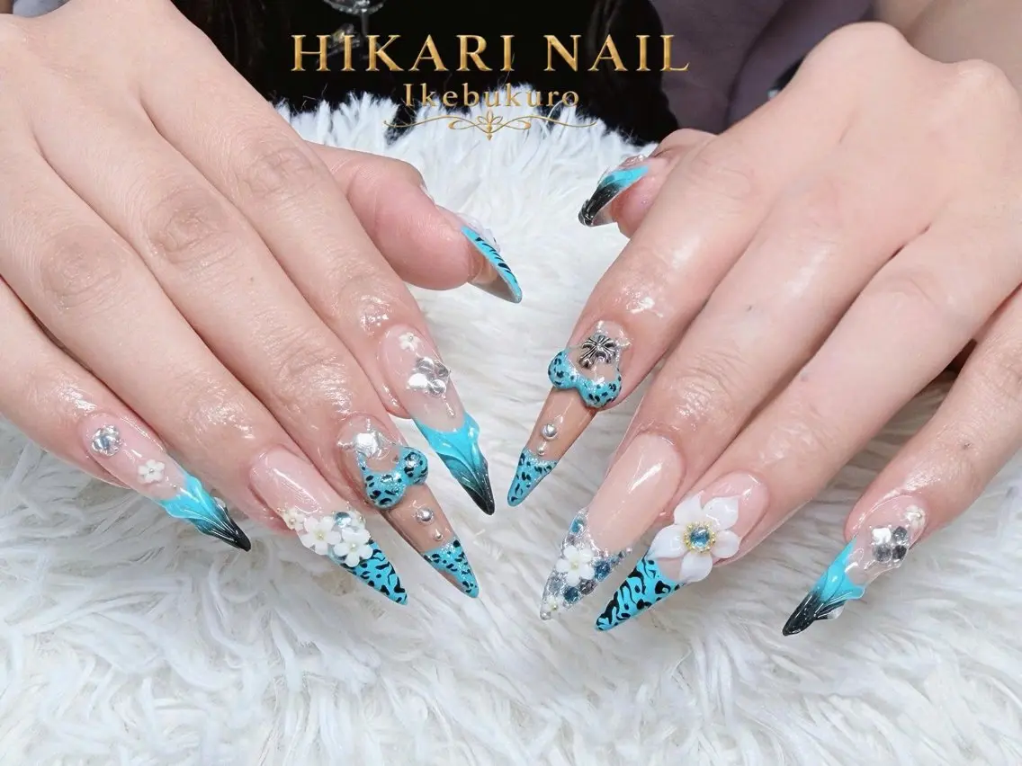 ネイル チークネイル 長さ出し フレンチネイル ガーリー ハロウィン ハンドネイル HikariNail Ikebukuroのネイルデザイン