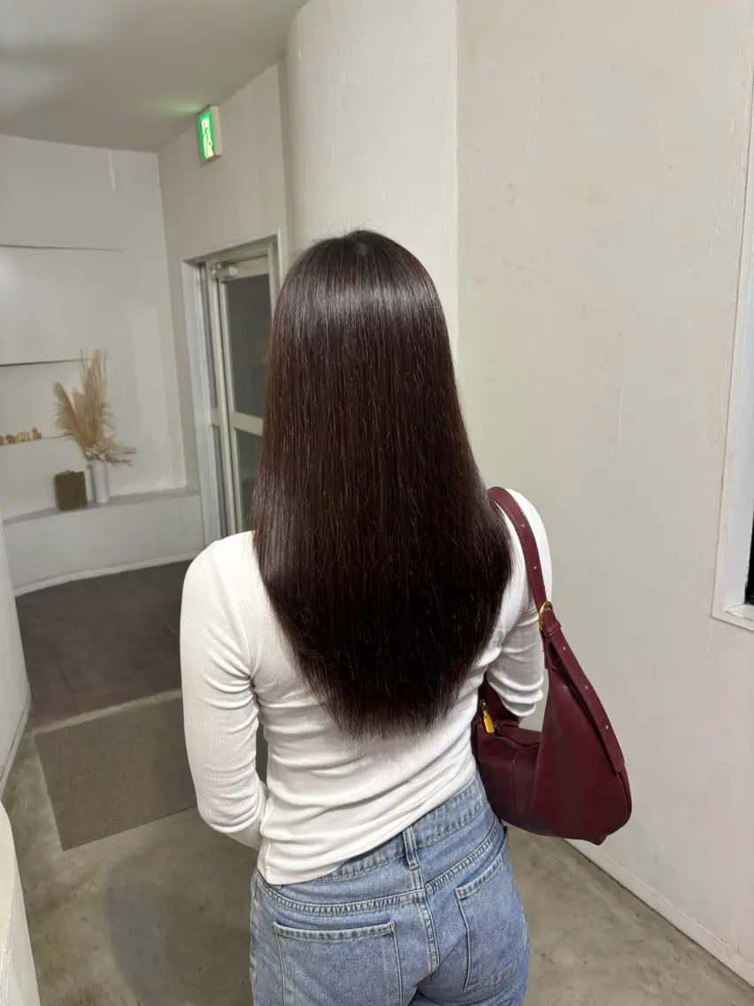 ロング カット 縮毛矯正 ANNIE/AYU MI/ブラウンカラーのヘアスタイル