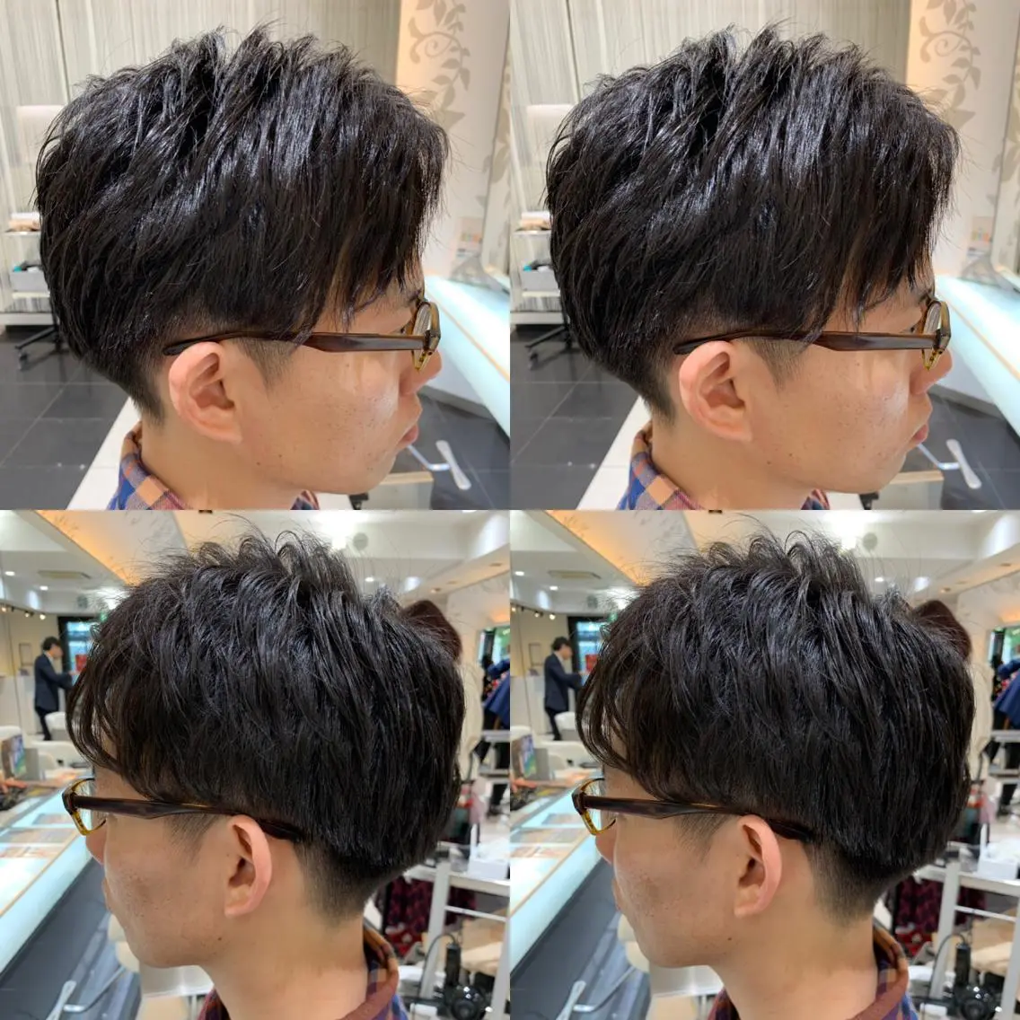 ショート パーマ メンズ アップバング メンズパーマ 赤み消しカラー /透明感カラー 上長のヘアスタイル