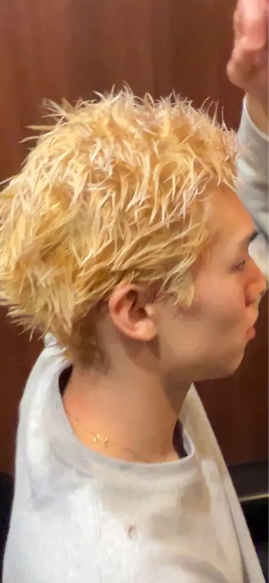 ショート カラー ブリーチ ヘアカラー 加賀谷 英多のヘアスタイル