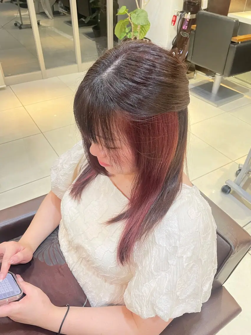 セミロング カラー 🤎韓国ヘア ベージュ まゆか🤎のヘアスタイル