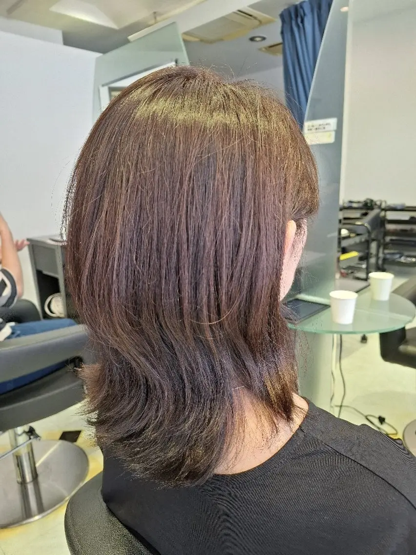 ミディアム カラー ブラウンカラー 外ハネヘア KANAKO .のヘアスタイル