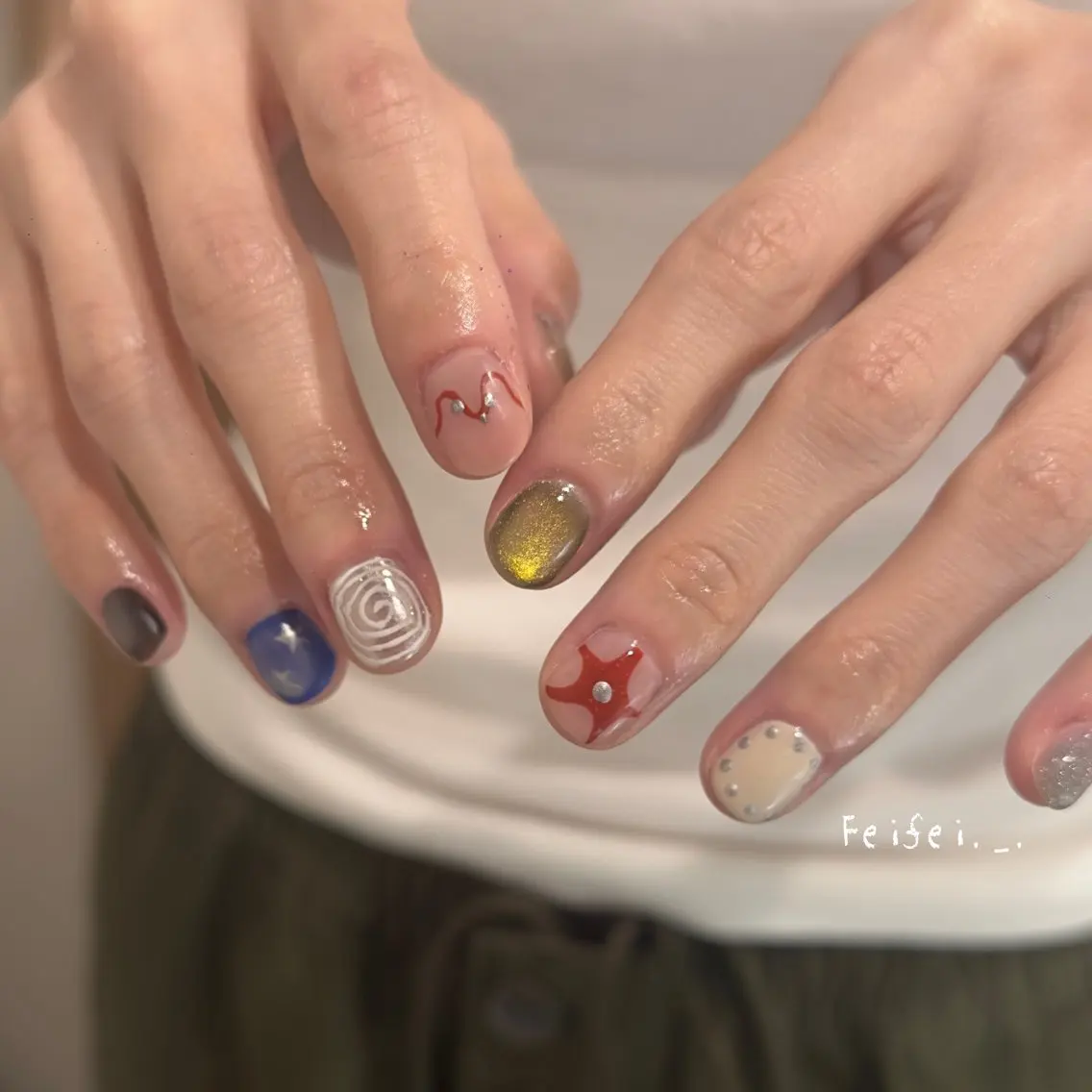 ネイル ハンドネイル 🎀フェイ フェイ🫧💗のネイルデザイン