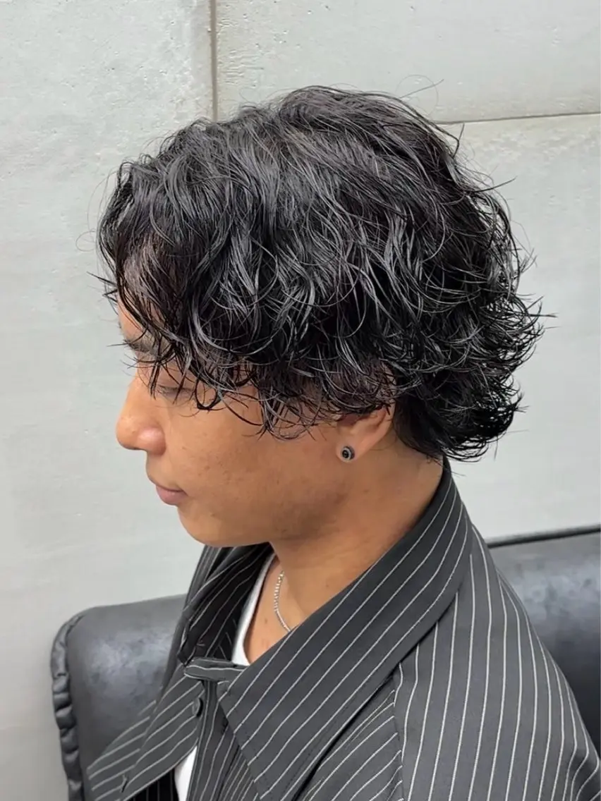 ミディアム カット パーマ メンズ特化LIBER 山口あこのヘアスタイル