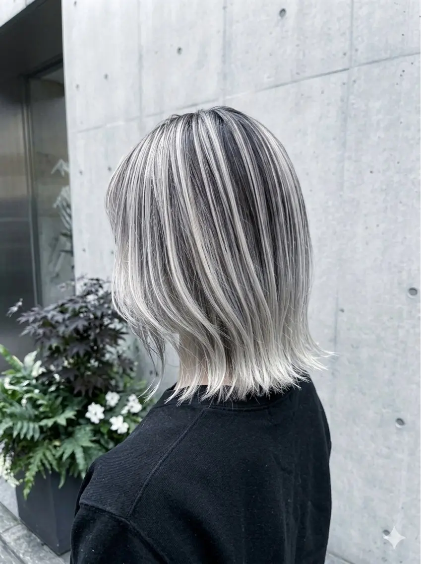 ミディアム カラー ヘアカラー トリートメント バレイヤージュ/ シャドウルーツ/安室のヘアスタイル