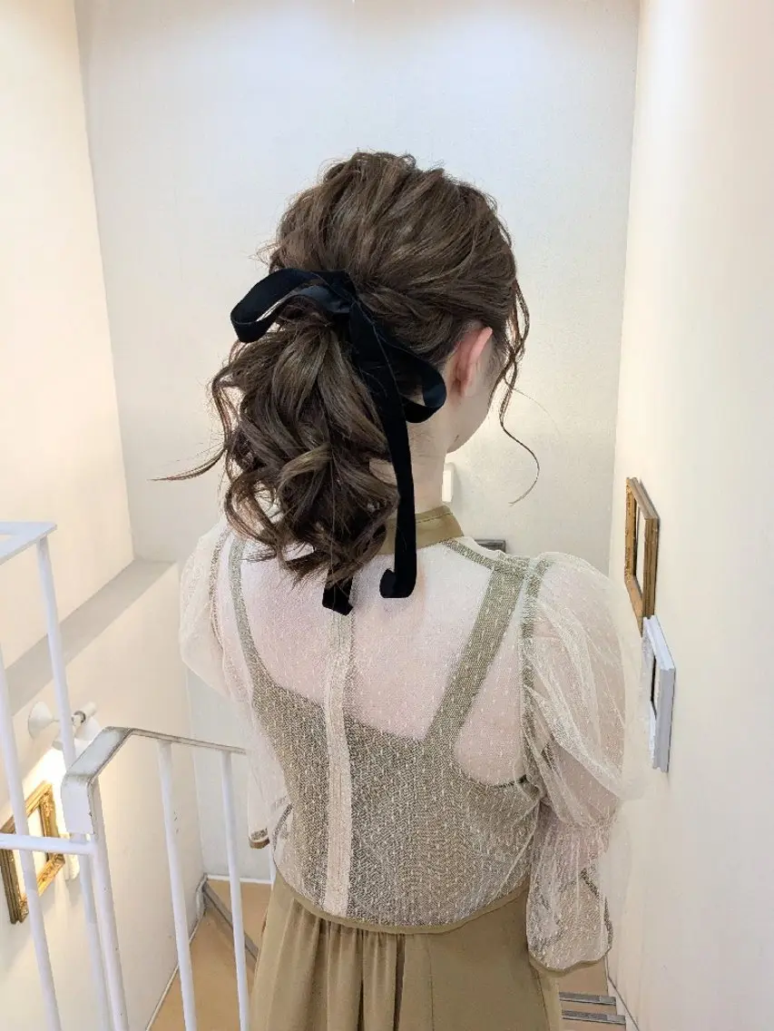ミディアム ヘアアレンジ ポニーテール ヘアセット miku ヘアセット/着付けのヘアスタイル
