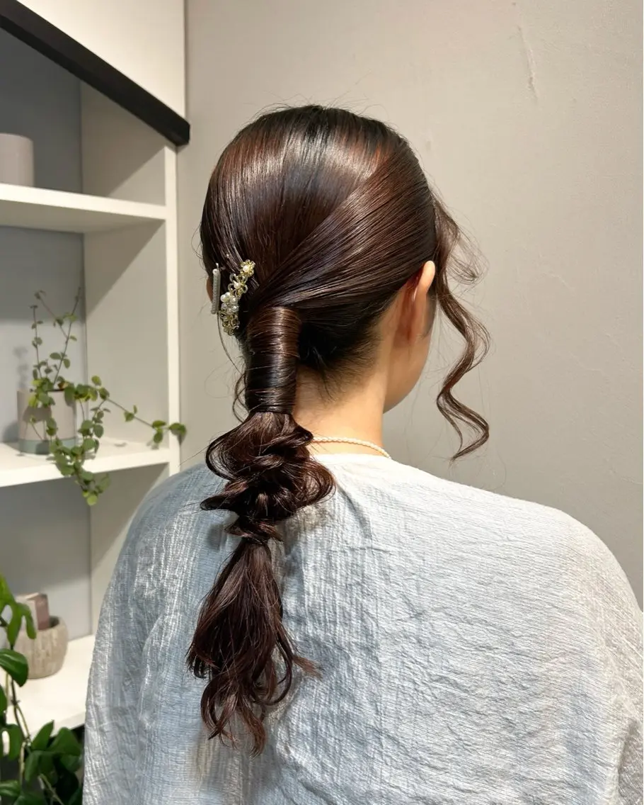 セミロング ヘアアレンジ ヘアセット アレンジ/新宿 透明感カラー/ヤノのヘアスタイル