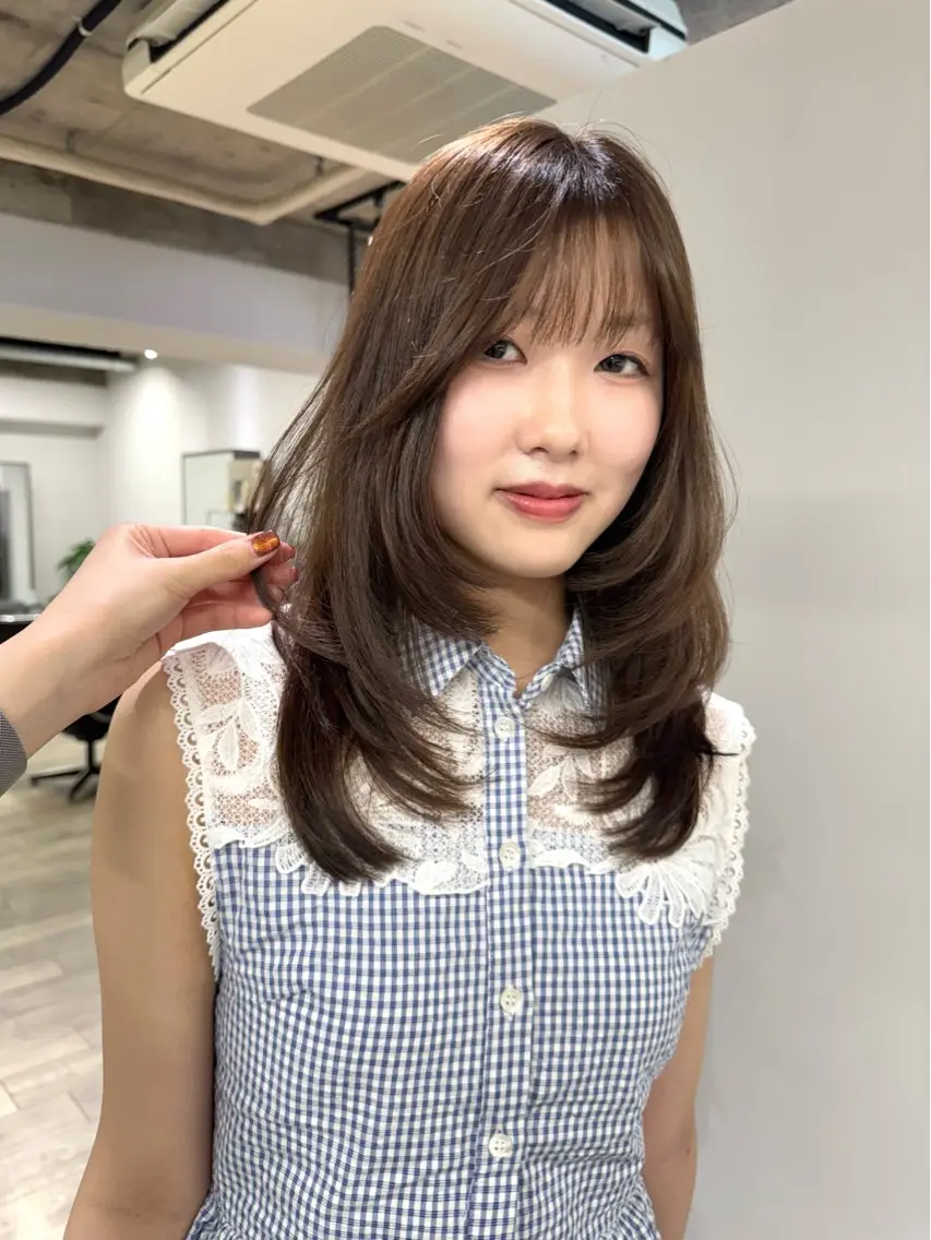 セミロング レイヤーカット ヘアカラー トリートメント や ぎ /似合わせ カラー/神戸美容室のヘアスタイル