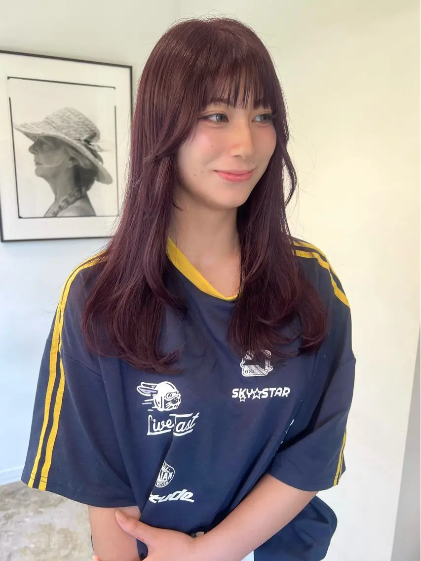 ロング カラー 透明感カラー ラベンダーカラー ピンクカラー ピンクラベンダー カット ヘアカラー トリートメント レイヤー/縮毛矯正/ 暖色/mao🎀のヘアスタイル