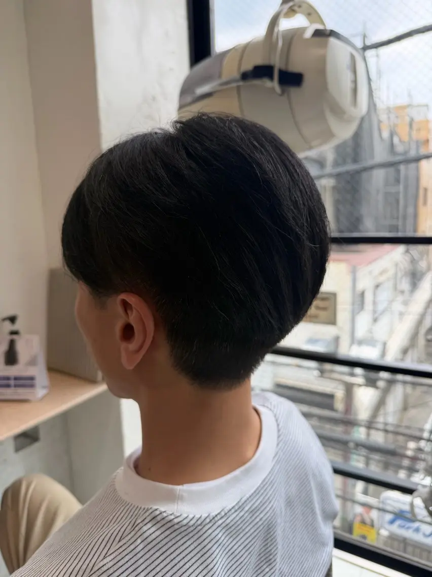 ショート メンズ センターパート メンズ韓国風 韓国マッシュ マッシュ メンズパーマ カット 大木 拓瑞のヘアスタイル