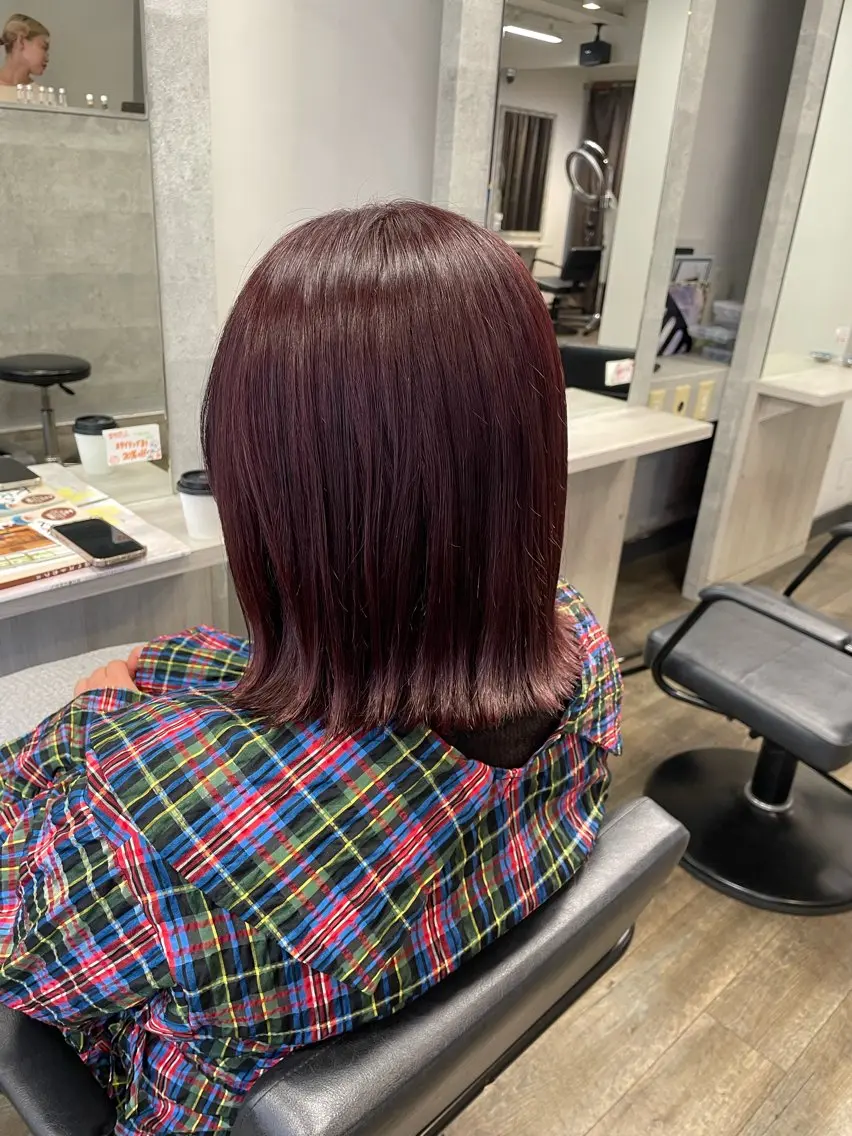 セミロング カラー ブラウンカラー ピンクカラー ピンクブラウン ヘアカラー Anju／ 小顔カットのヘアスタイル