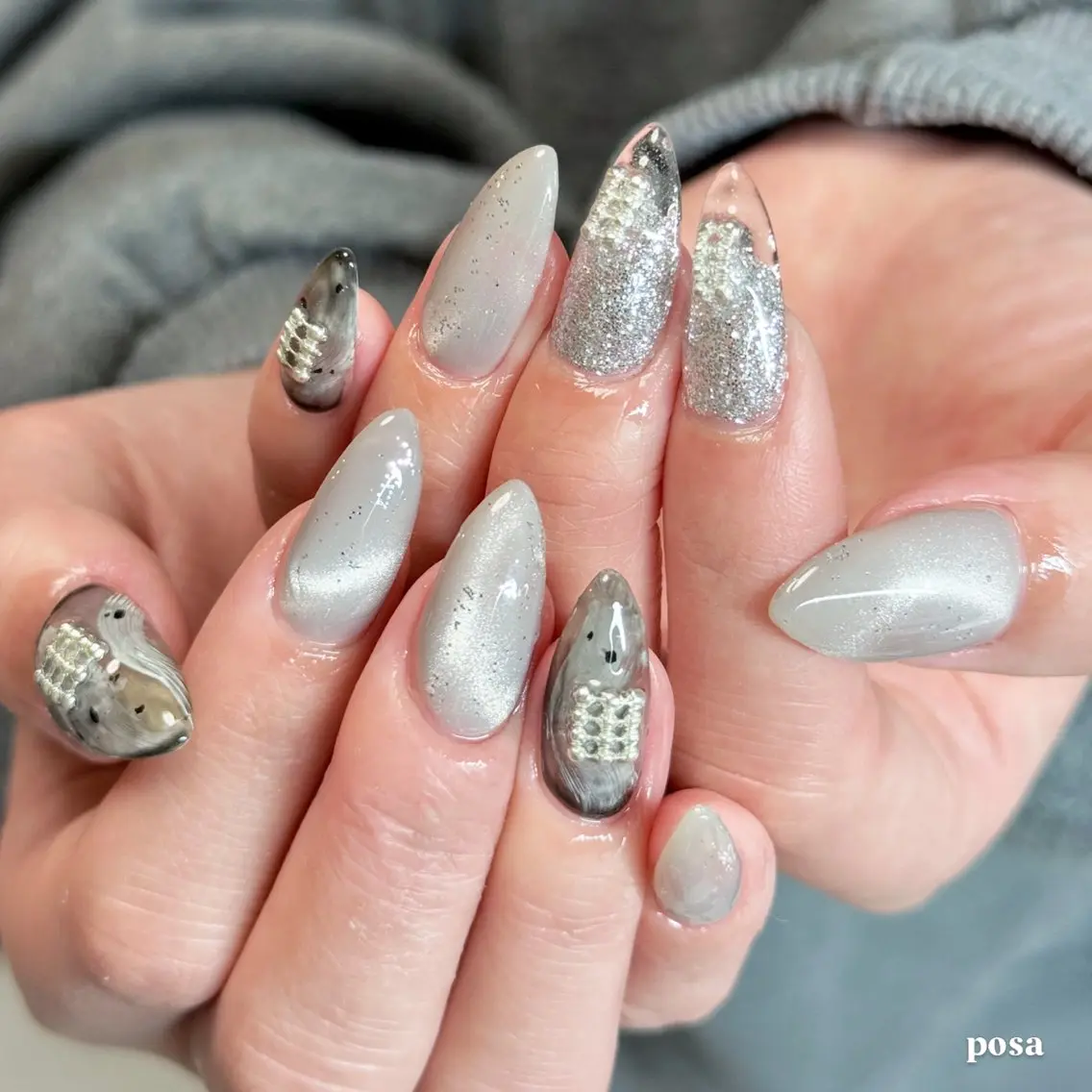 ネイル クリアネイル ニュアンスネイル シンプルネイル ハンドネイル posa nail モエミのネイルデザイン