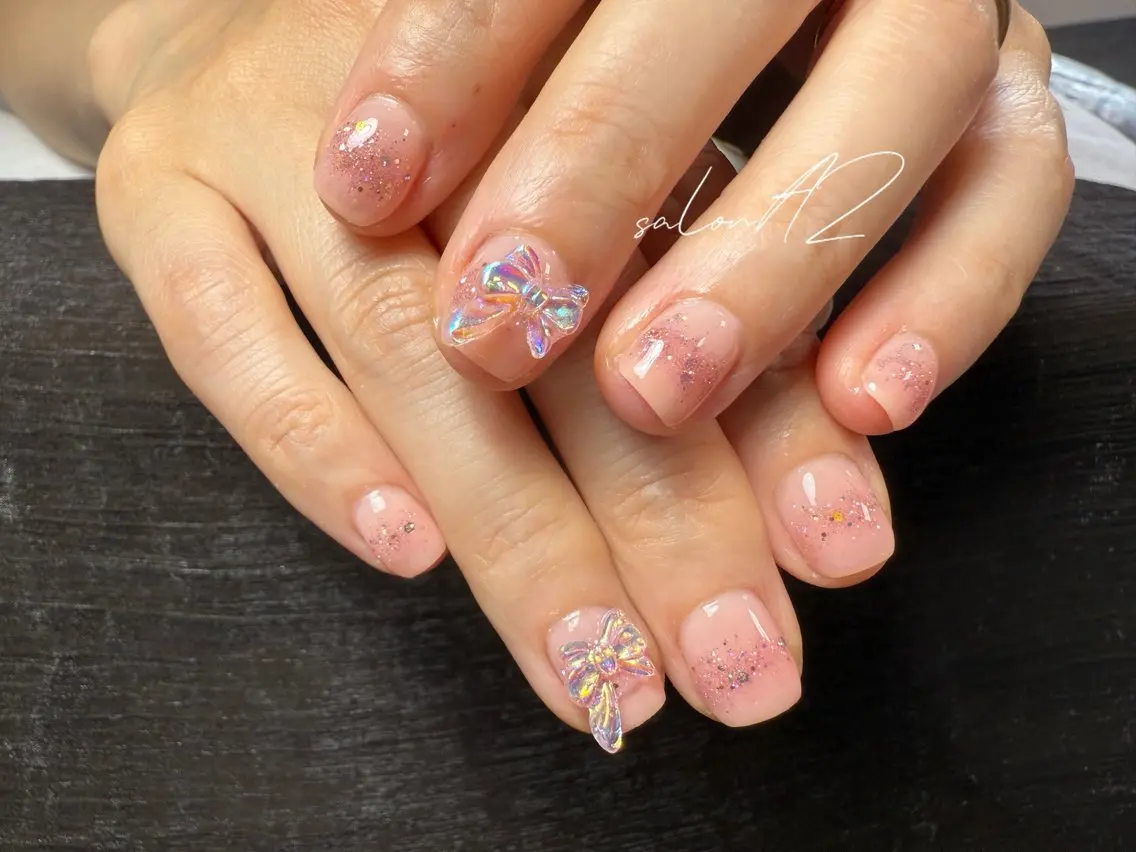 ネイル アートネイル 長さ出し フットネイル フレンチネイル ジェルネイル salon AZのネイルデザイン