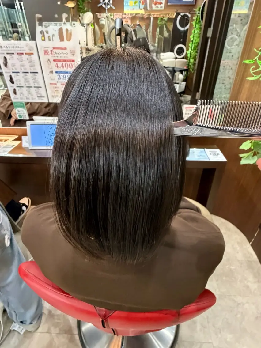 ミディアム くせ毛 髪質改善 縮毛矯正 トリートメント 酸性ストレート 髪質改善デザイナー kazu🐰のヘアスタイル