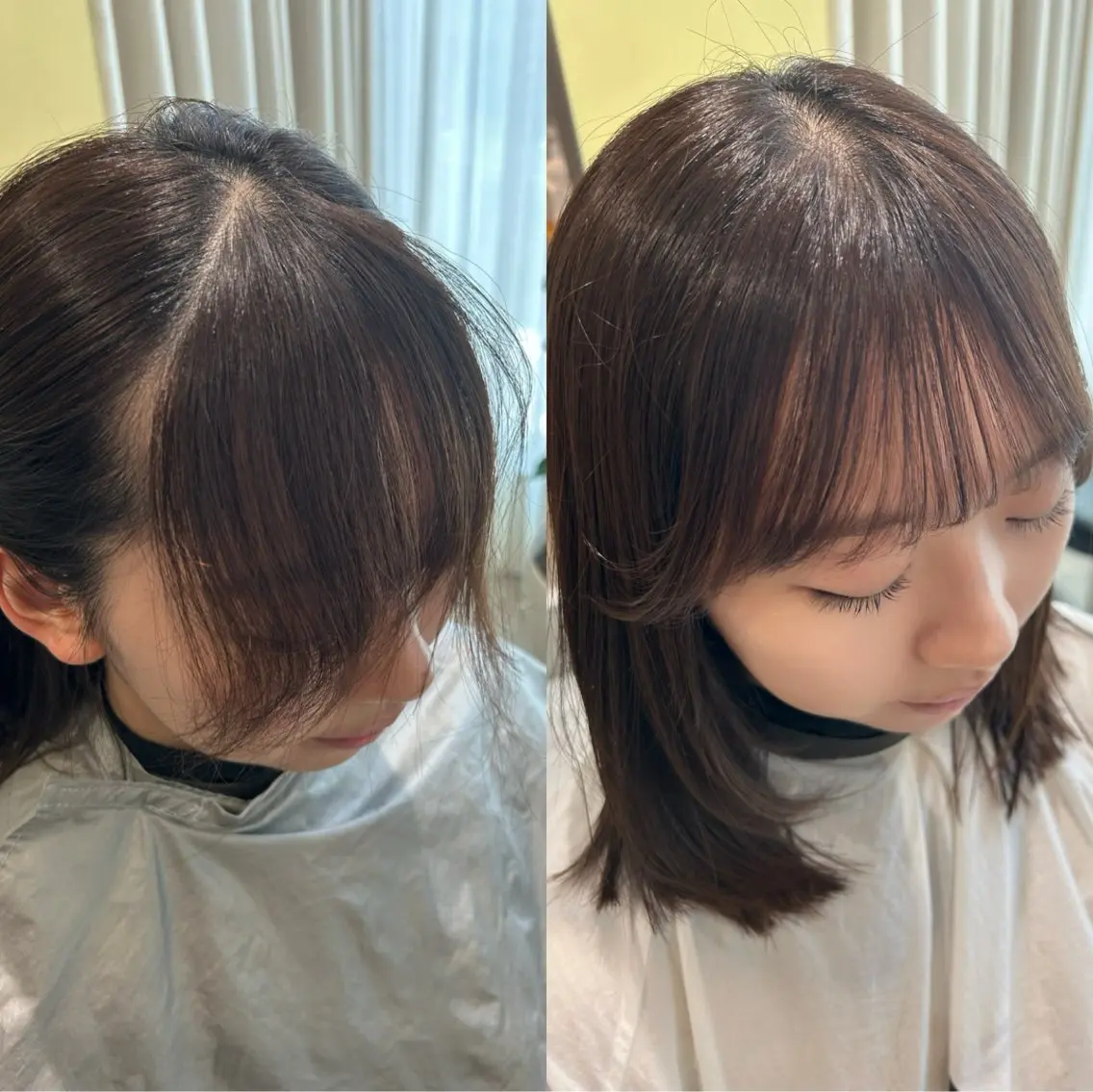 セミロング パーマ 縮毛矯正 カット 縮毛矯正 トリートメント hubhair レイヤー/透明感のヘアスタイル