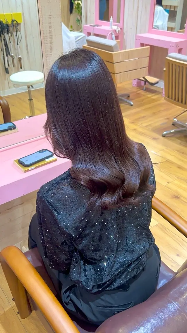 ロング カット ヘアカラー トリートメント 【ブリーチ無しW】 【暗髪&暖色系】圭真のヘアスタイル