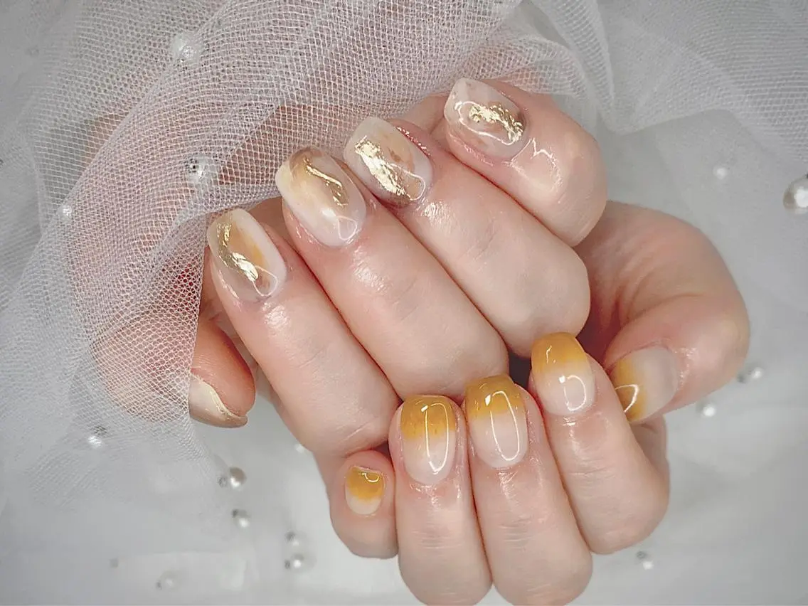 ネイル I-nailロング /ワンホン/キラキラのネイルデザイン