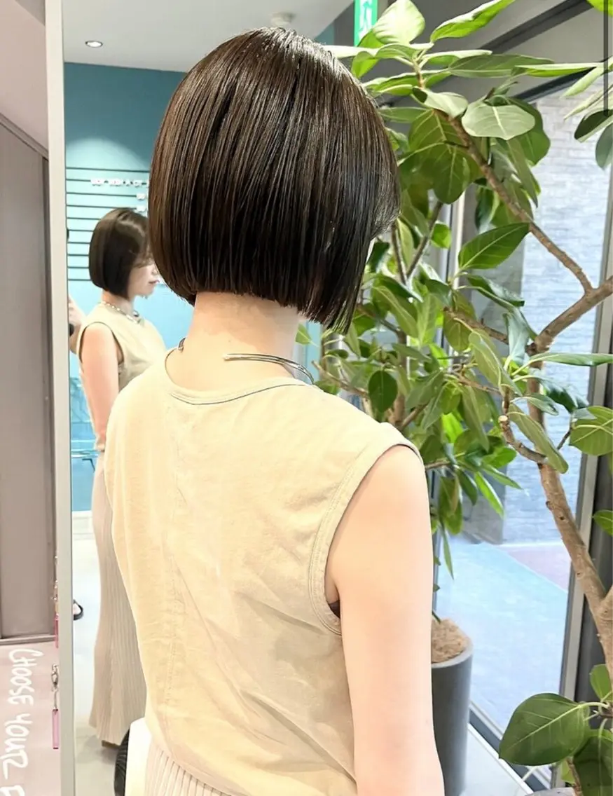 ショート カラー ボブ 縮毛矯正 カット 名駅/ショート/ボブ 透明感カラー/優里のヘアスタイル
