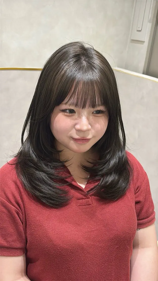 ミディアム ミディアムレイヤー レイヤーカット カット ヘアカラー トリートメント レイヤーカット/ 髪質改善/白石のヘアスタイル
